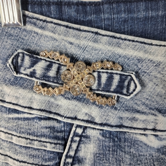 Silver Diva Colombian Women's Rhinestones Blue Jeans Size 12 - Picture 6 of 16